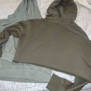 Sage green sweat shirt cropped hoodie bundle set size S